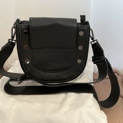 Large Hammitt, the Kayce Black Pebble Leather Magnetic Saddle Crossbody
