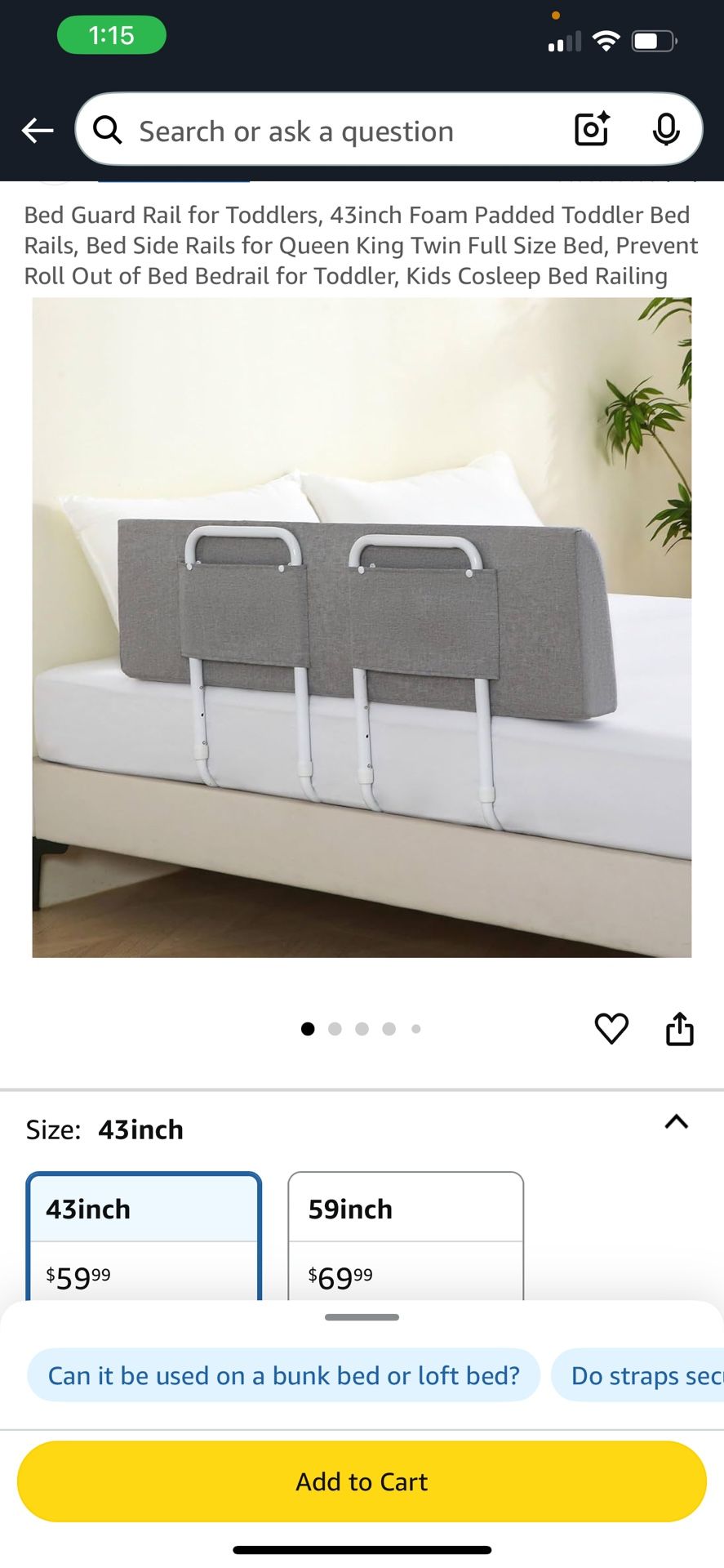 Bed Guard Rail For Toddler- NEW