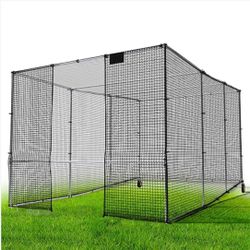 Baseball Batting Cage w/ Wheels + Alloy Steel Frame