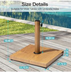 43 lbs. Square Metal Concrete Outdoor Patio Umbrella Base Holder in White for Patio Market Umbrella Table Umbrella