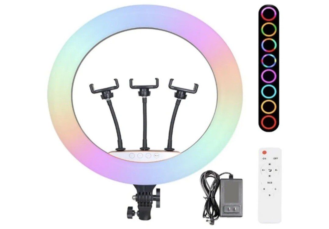KTELI 18 Inch RGB Ring Light Photography Ring Lamp with Tripod Remote