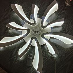 Ceiling Fan & Led Light Very Bright 6 Speed Fan Comes With Remote Brand New I Assembled It To Try It I Put A Plug  130$ New Yours 4 60$