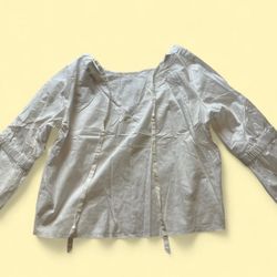 New Large Express Women’s Relaxed Fit Top with Front-tie in White