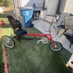 Bicycle Three wheel recumbent and beach
