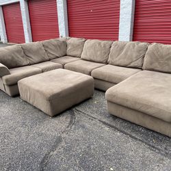 Nice Tan Ashley Sectional With Ottoman (free Delivery)