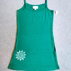 BRAND NEW WITH TAG LADIES KIRRA SUNSHINE GREEN POSITIVE STAR SHAPE WORD GRAPHICS 100% COTTON SUMMER THIN TANK TOP SIZE LARGE - MISSY FIT 