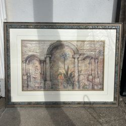 HUGE 44” x 32” Arnold Iger "Palace of the Lilies" Neoclassical Framed Art