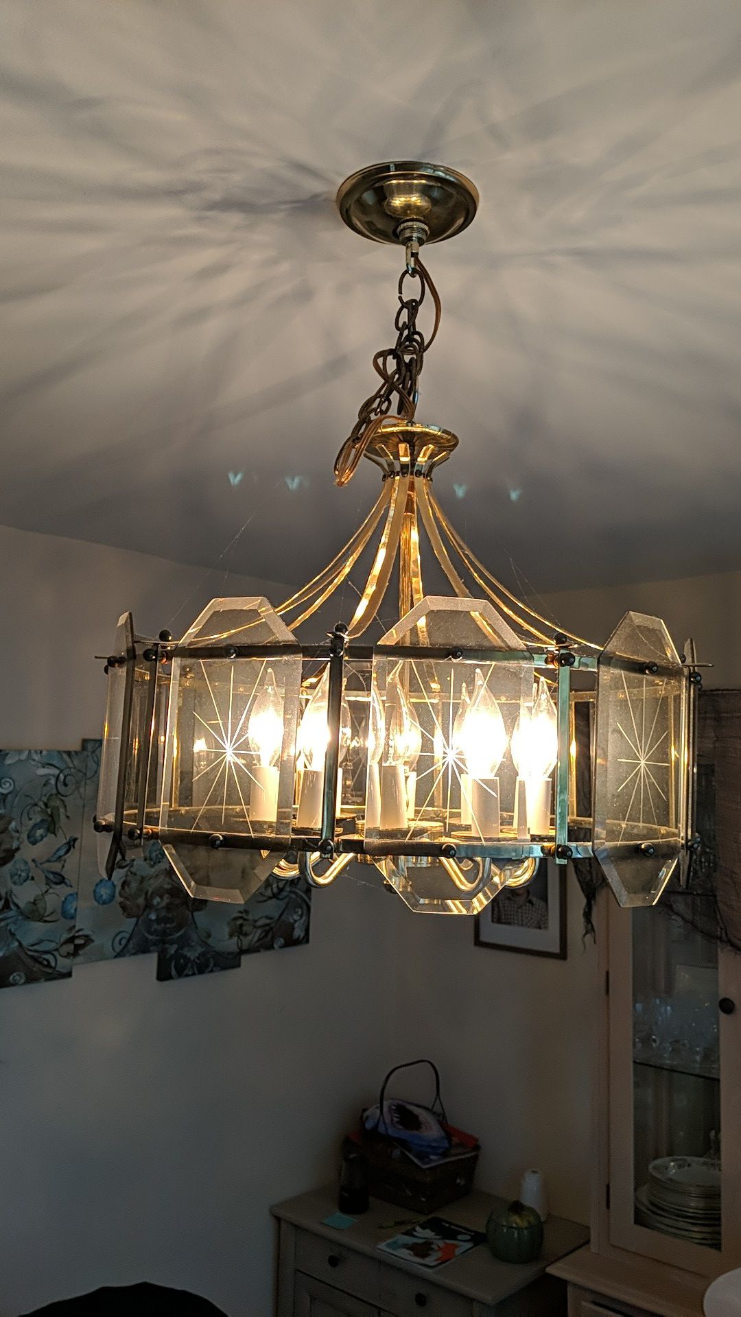 Gold and glass chandelier