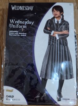 Wednesday Uniform Halloween Costume (M 8-10) plus Wig