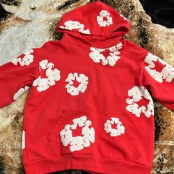 Red denim Tears Hoodie 