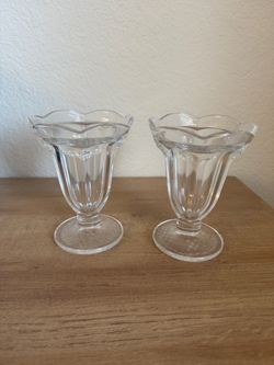 Clear Glass Ice Cream Sundae Cups Set of 2