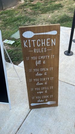 Kitchen Rules Wooden Wall Sign