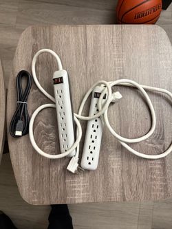 Two White 6-Outlet Power Strips