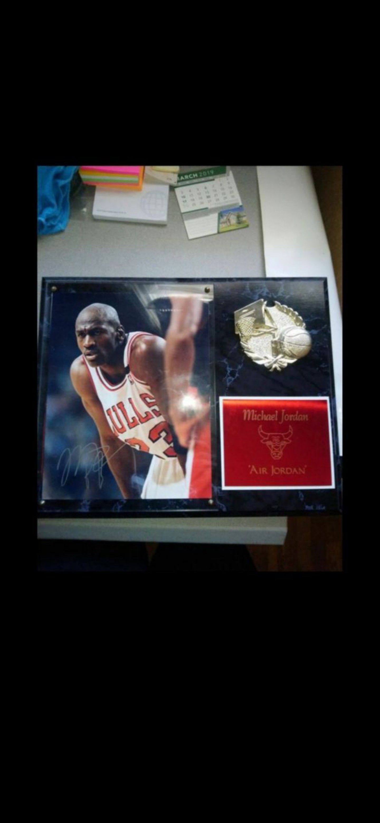 MJ signed plaque