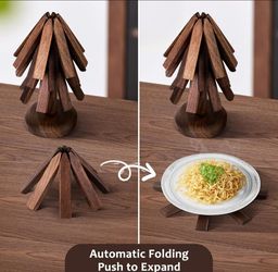 Black Walnut Wooden Trivets for Hot Dishes - Christmas Tree Shape Trivet Set, Coaster for Teapots and Hot Pots, and Table Decor. Holder, stand