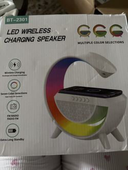 LED Wireless Charging Bluetooth Speaker – Multi-Color Light + FM Radio – NEW