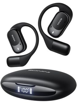 Open Ear Headphones Wireless Bluetooth Earbuds with Digital Display Charging Case Clear Calls w Siri Waterproof Sports Earphones AirPods New Workout
