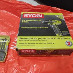 Ryobi 8v Lithium Drill Boxed With Spare Drill Bits Including Battery