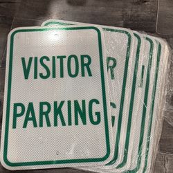 6pcs Parking Sign: 18 in x 12 in Nominal Sign Size, Aluminum, 0.063 in, Diamond. Visitor parking. Green reflective       (W