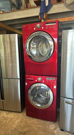 LG Front Load Set Red - Stackable Large Capacity