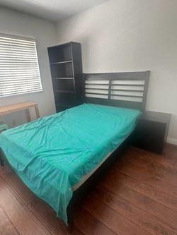 Full size bedroom set, bed, night stand, bookshelf included