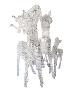 Alpine 3-Piece Lighted Crystal Wire Reindeer Set – 40", 40" & 30" with Knit Scarves