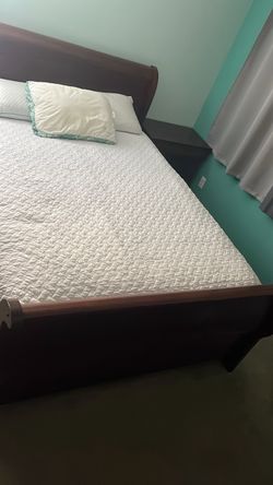 Dark Wood Sleigh Bed Frame