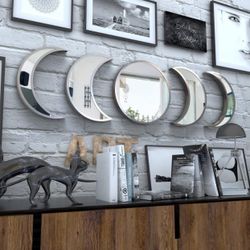  Moon Mirror - Announcing Love Bedroom Wall Decor - Moon Phase Mirror Set Modern Decor - Moon Mirror Wall Decor Great Gift for Home Living Room Bedroo
