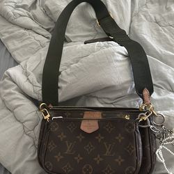 Louis Vuitton Multi Pochette Accessoires Classic Monogram Khaki Crossbody for sale