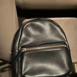 Leather Black Mini Backpack