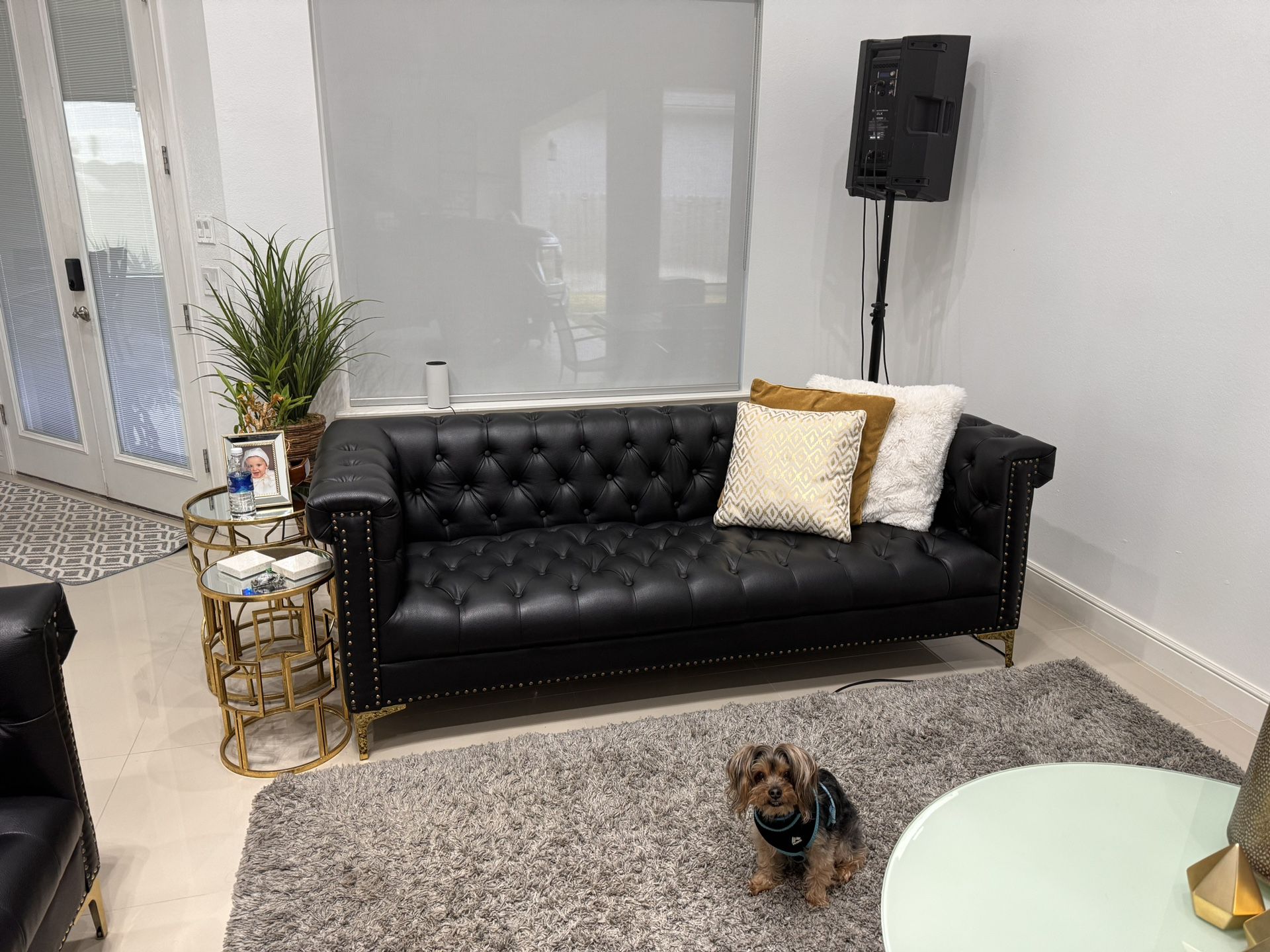 Black Leather Living Room Set 
