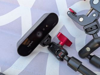 Logitech Brio webcam on magic arm