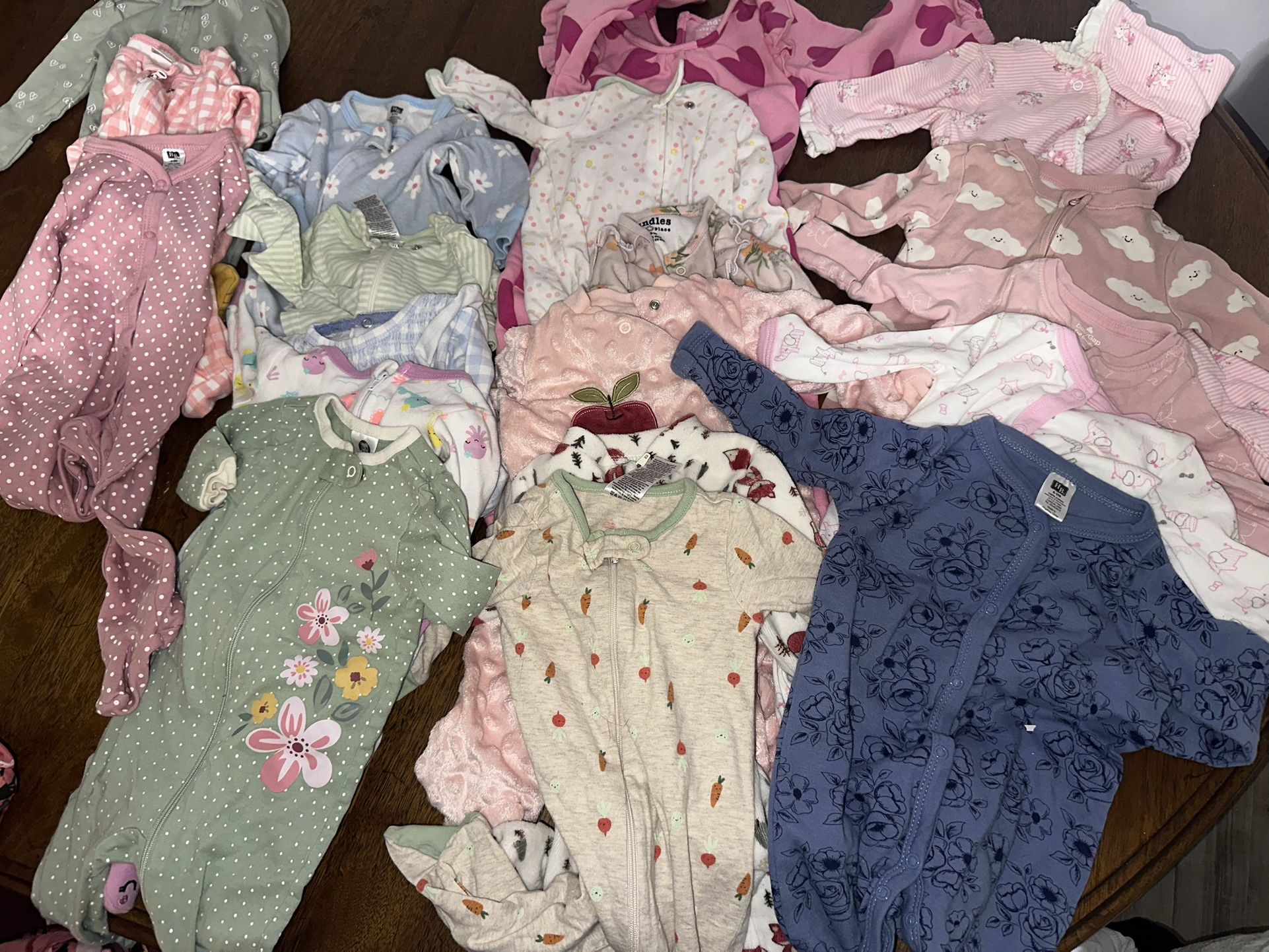 Lot Of Long Sleep Baby Girl Footie PJs