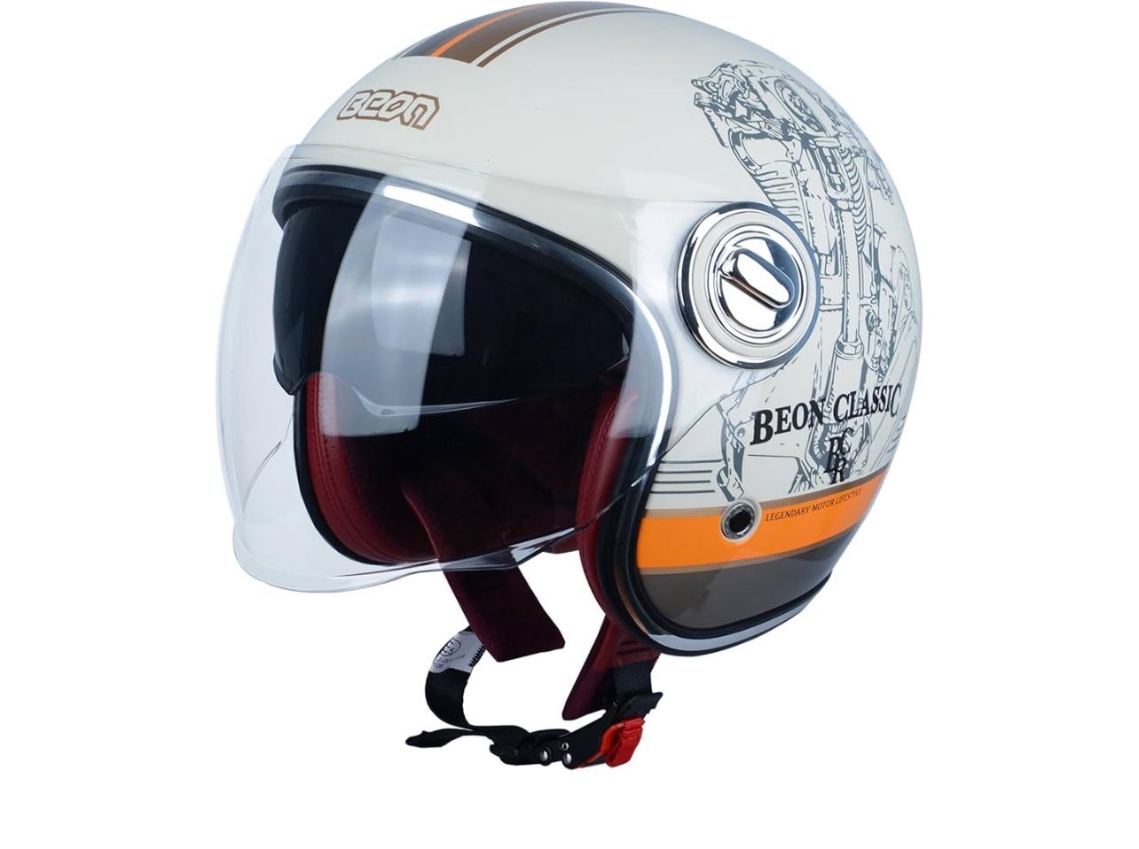 beon motorcycle helmet Open Face for Adults, DOT Approved,3/4 Retro Vespa Helmet, Dual Visors Men's and Women's Motorbike Casco for Moped Cruiser Bobber and Chopper(S,BCR Glossy White ) : Automotive EPS Buffer Layer BEON Half Face Retro Vintage