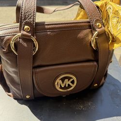 Michael Kors Fulton Large Satchel Genuine Leather Mocha Gold Hardware NEW