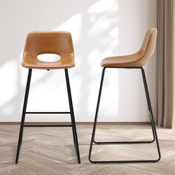 Set of 2 high chairs for kitchen bar, modern industrial bar stools made of synthetic leather( Available In 24 And 30 Inches High) 