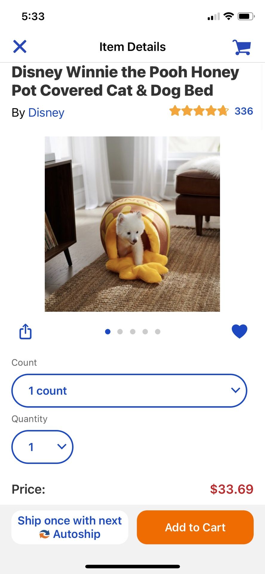 Disney Winnie The Pooh Honey Pot Cat Small Dog Bed