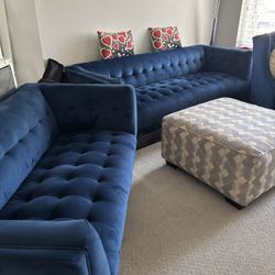 Blue Velvet Couch And Loveseat