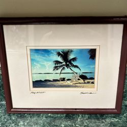 Mallory Dock Photos of Key West FL Palm Tree Tropical Landscape Matted Photo Artist Sullivan Signed Wall Art Décor