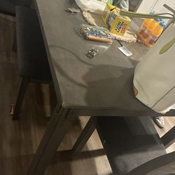 Title: Modern Dark Wood Dining Table Set (Table, Chairs + Bench)