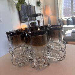 Mid Century Modern Drink Set With Ice Bucket And Carrier