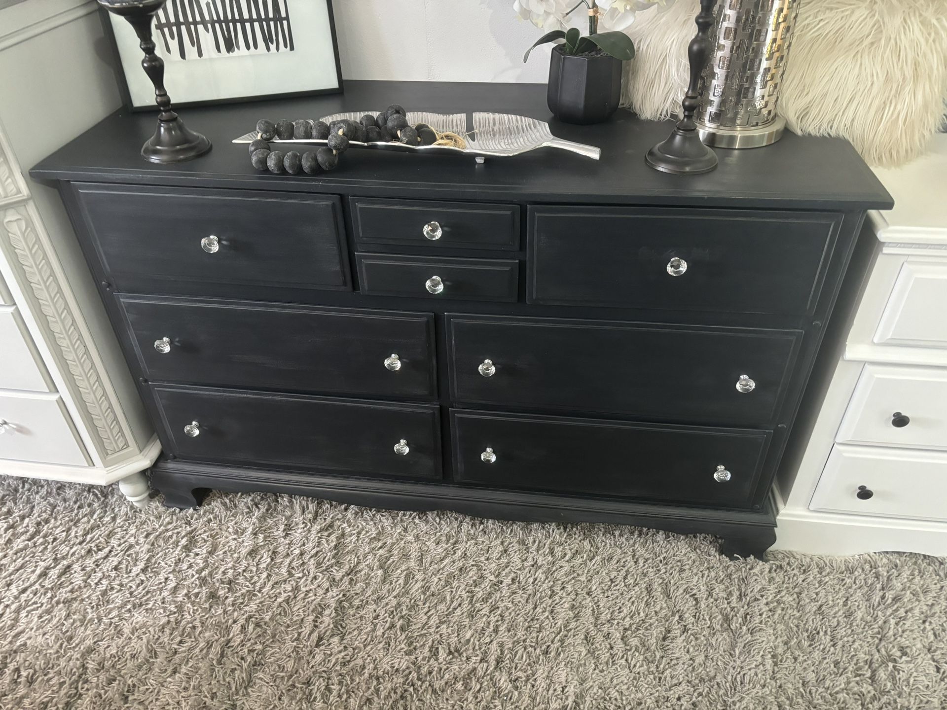 Black Dresser W/ Crystal Knobs