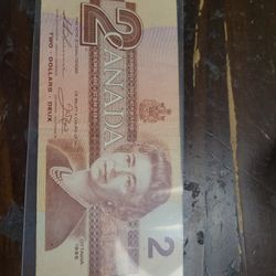 Bank Of Canada $2 Bill  1986