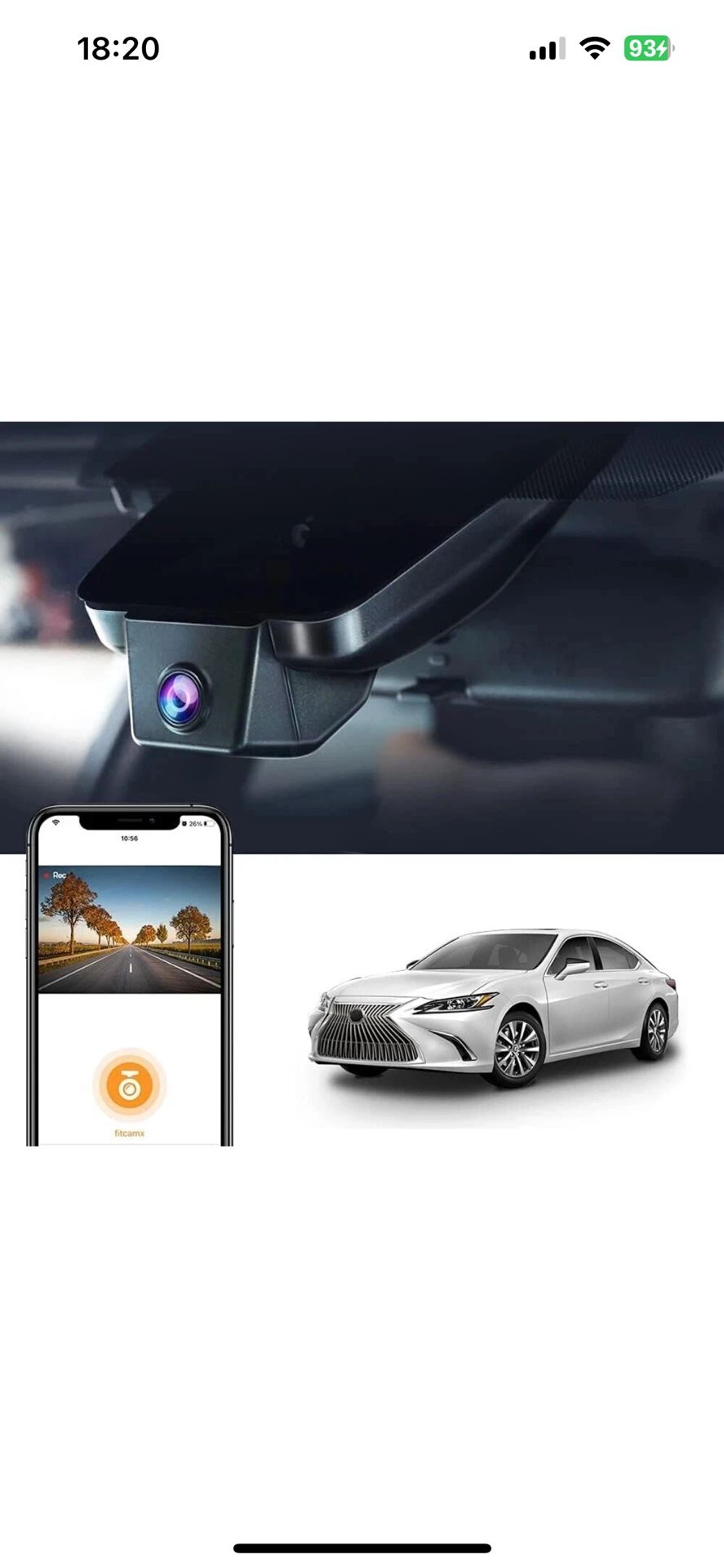 Hidden 4K Dash Cam for Lexus ES 2019-2024 OEM Style, 2160P UHD