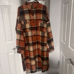 2XL Long Flannel Plaid Shacket 