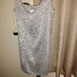 Silver Sequin Mini Cocktail Dress