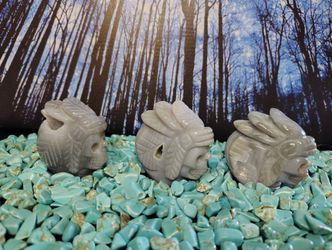 Druzy Hand Carved Agate Chief Skulls 