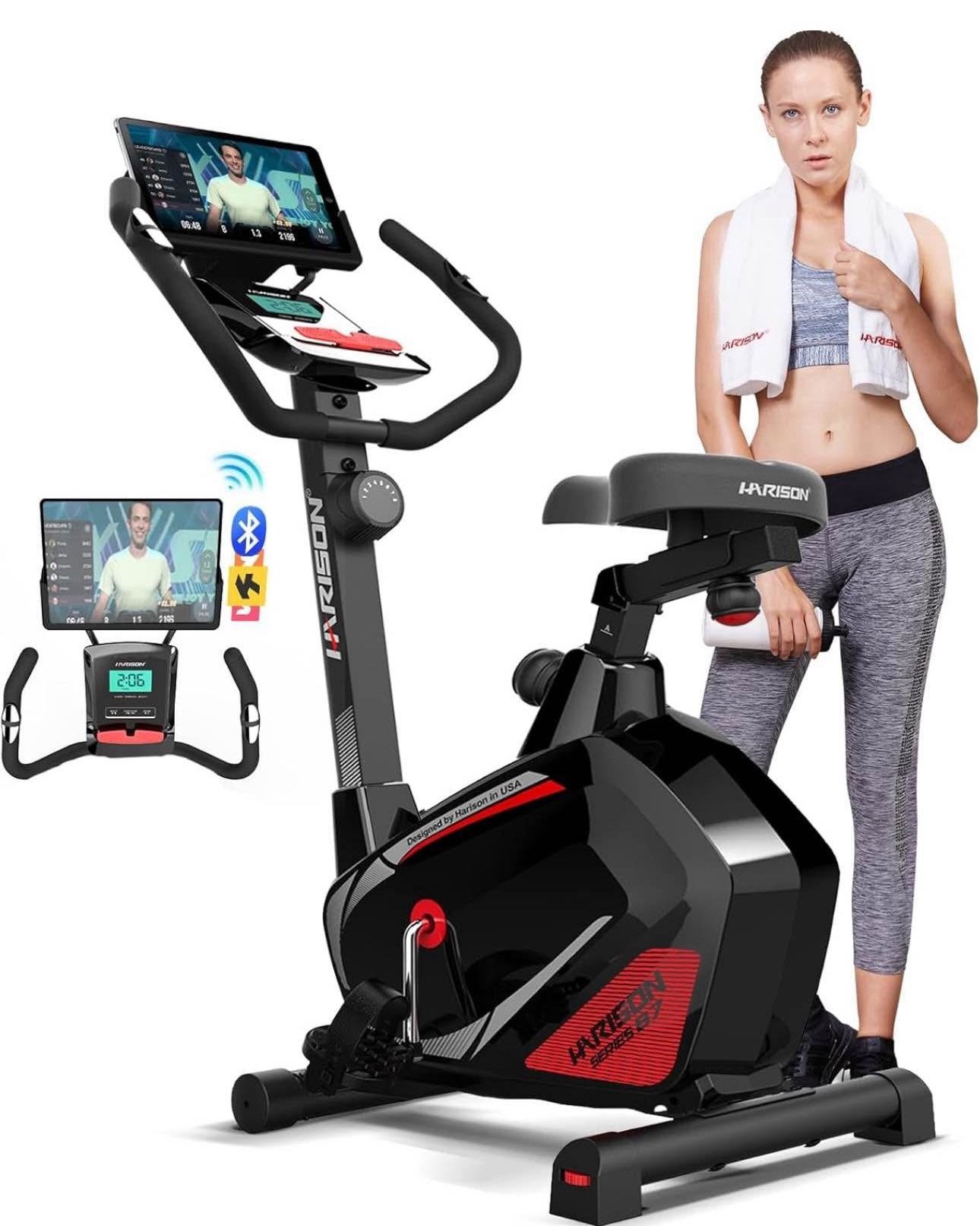 HARISON Magnetic Exercise Bike for Home 350lbs Capacity, Bluetooth Stationary Bikes for Home with 2