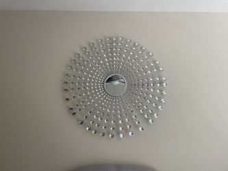 Crystal Beaded Jeweled Round Starburst Wall Mount Mirror
