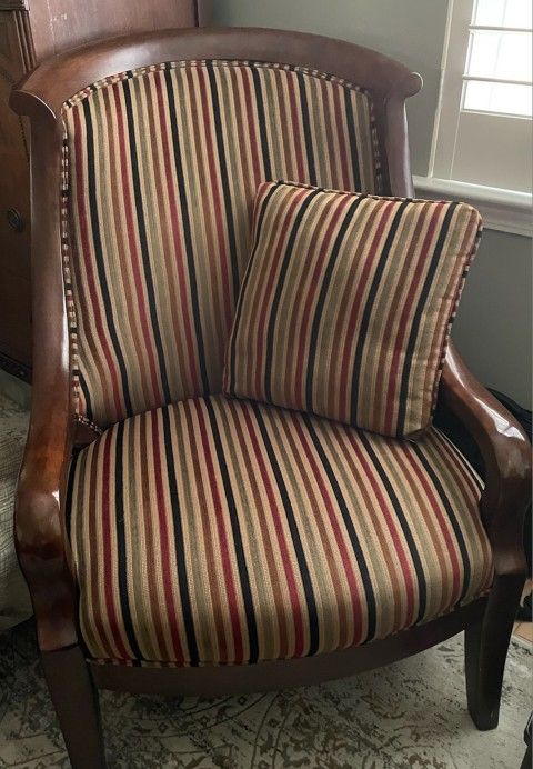 Upholstered Striped Armchair